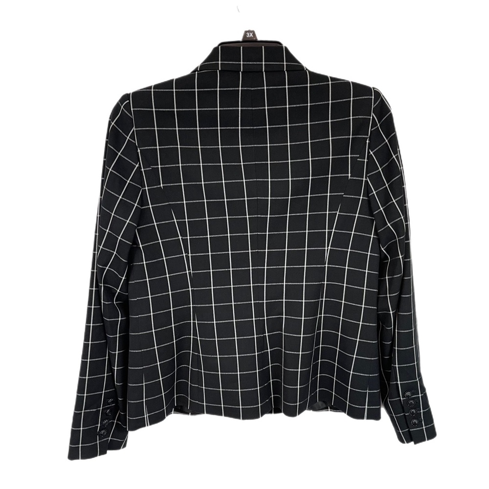 Karl Lagerfeld Plaid Jacket Blazer 10 Black White Career Professional - Picture 5 of 9